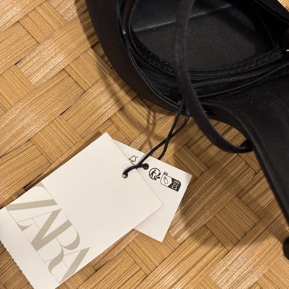 Zara Black Satin Ankle-Strap Heels – Size 9 (40) - Picture 4 of 6